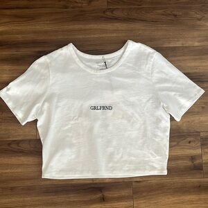 GRLFRND Mini Logo Cropped Tee in White Dye Size Medium